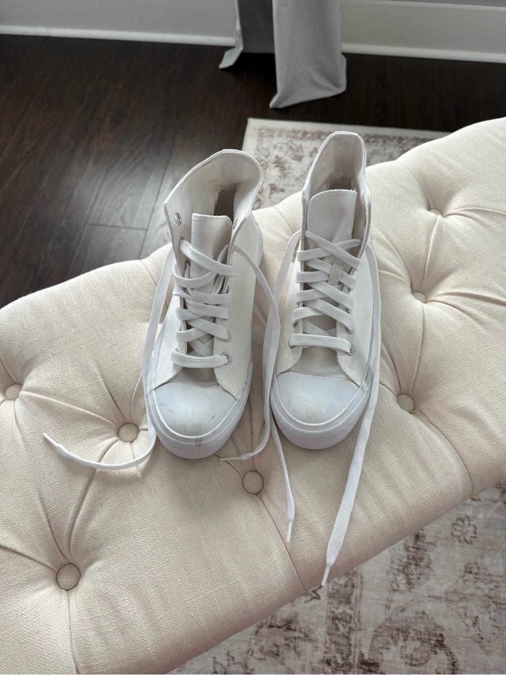 NEW NOBO White High-Top Canvas Sneakers Size 9.5
